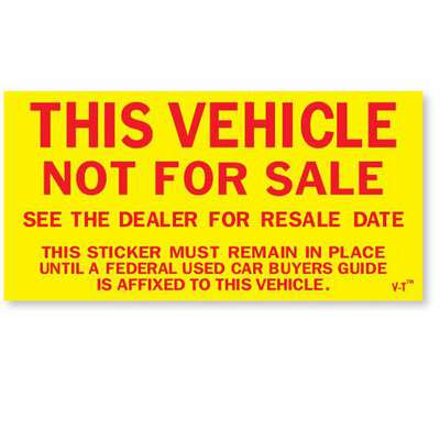 Not For Sale Window Sticker