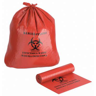 Biohazard Bags,7 Gal.,Red,