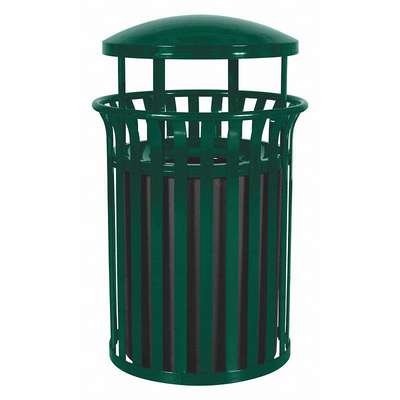 Trash Can,35 Gal.,Green,Steel