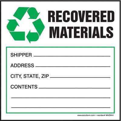 Recycle Label,4 In. H,4 In. W,