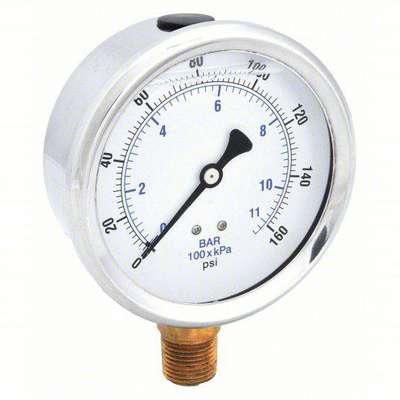 Pressure Gauge,Liquid,4 In.,