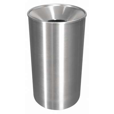 Trash Can,Round,33 Gal.,Silver