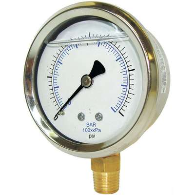 Pressure Gauge,1/4 In. NPT,2-1/