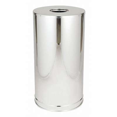 Trash Can,Round,15 Gal.,Silver