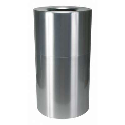 Trash Can,Round,35 Gal.,Silver