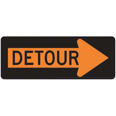 Detour Sign,18 x 48In,Bk/Orn,