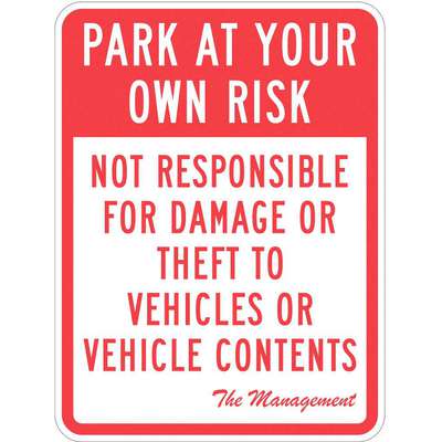 Sign,Park At Own Risk,24 x18 In