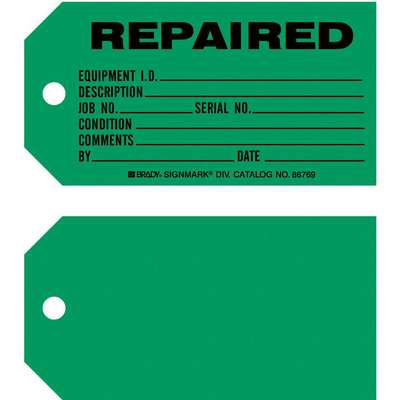 Repaired Tag,3 x 5-3/4 In,Bk/