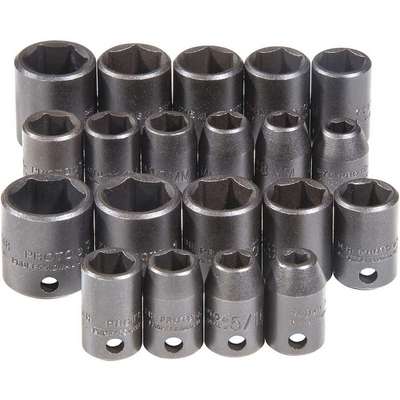 Impact Socket Set,3/8" Drive,