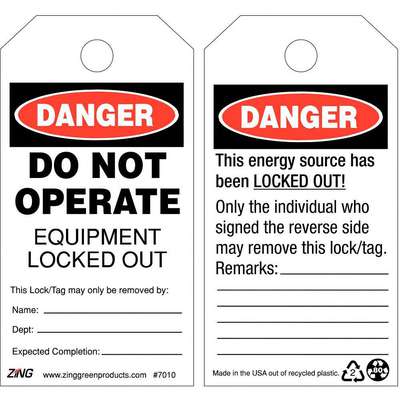 Danger Tag,5-3/4 x 3 In,Plstc,