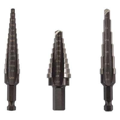 Step Drill Bit Set, 3 Pcs.,