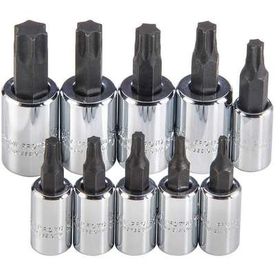 Socket Bit Set,Square,10 Pcs.,