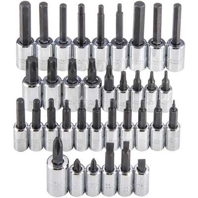 Socket Bit Set,1/4", 3/8" Dr,