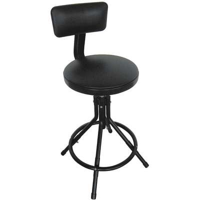 Round Stool w/ Backrest,Black,