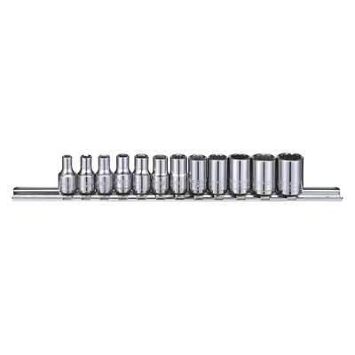 Socket Set,1/4",Metric,Chrome,