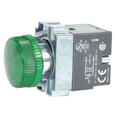 Pilot Light,22mm,LED,Green