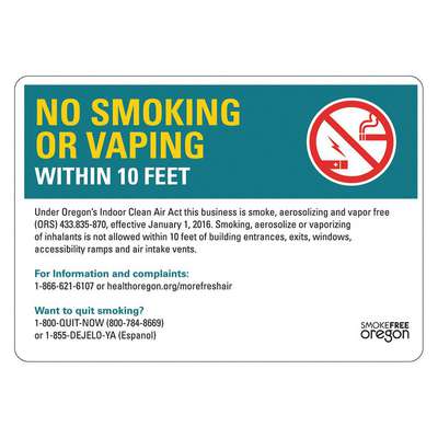 No Smoking Sign,10inx14in,