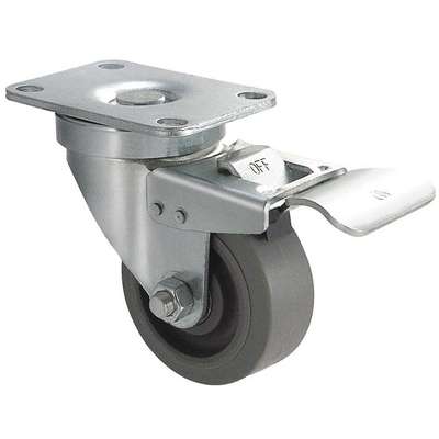 939061-1 Standard Plate Caster: 4 in Wheel Dia., 250 lb, 5 1/8 in ...