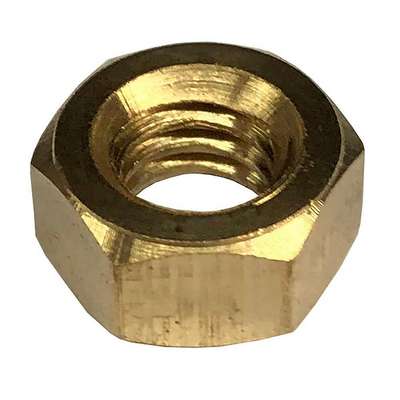 Hex Nut,1/4-28,Brass,Plain,