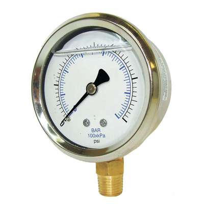 Pressure Gauge,1/4 In. NPT,2-1/