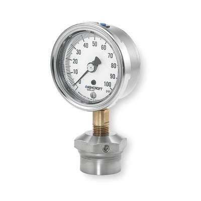 Pressure Gauge,0 To 100 PSI,2-