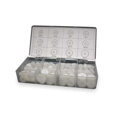 Washer Asst,PTFE,240 Pcs,8 Szs