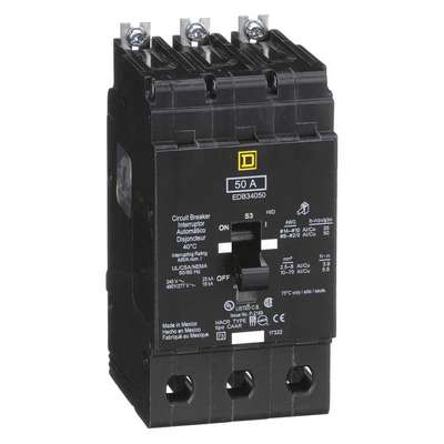 Circuit Breaker,50A,Bolt On,