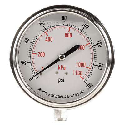 Pressure Gauge,Liquid Filled,3-