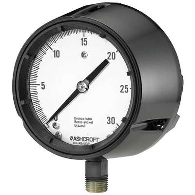 Pressure Gauge,0 To 30 PSI,4-1/