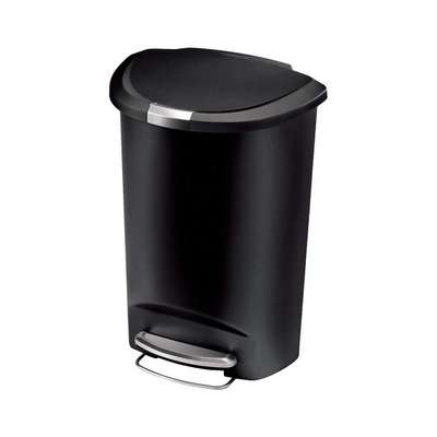 Trash Can,13 Gal,Black,Indoor/