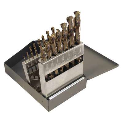 Jobber Drill Set,15 Pc,Cobalt