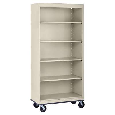 Mobile Bookcase,3 Shelf,Putty,