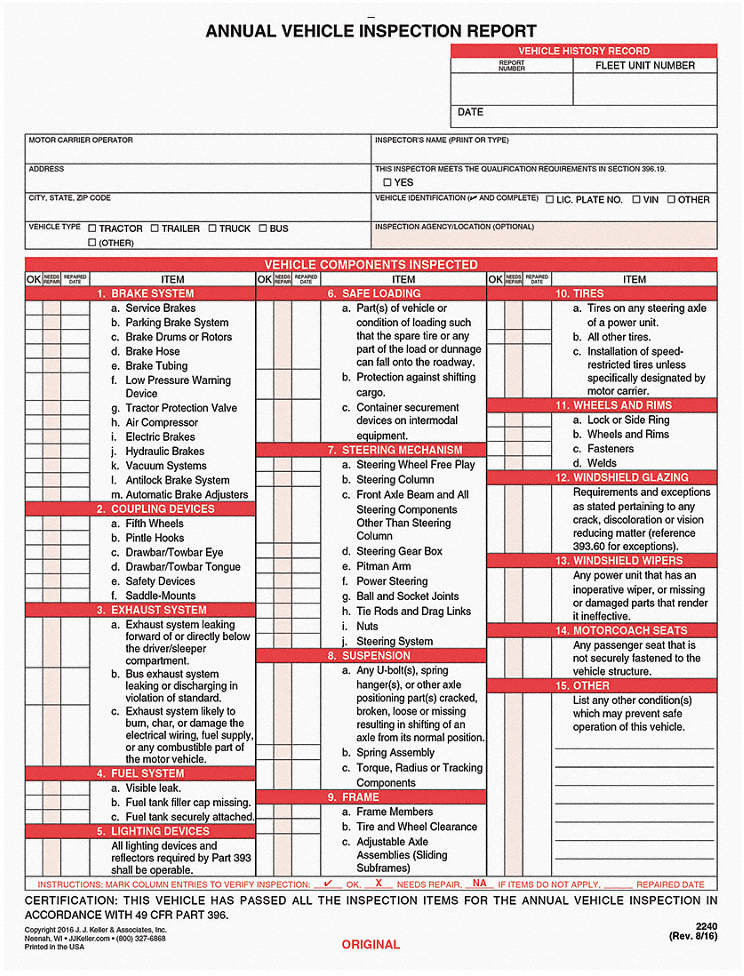 922732-8 Annual Vehicle Inspection Report/Label | Imperial Supplies