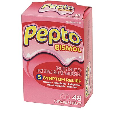 916949-5 Pepto-Bismol Antacids and Indigestion, Chewable Tablet, 48 x 1 ...